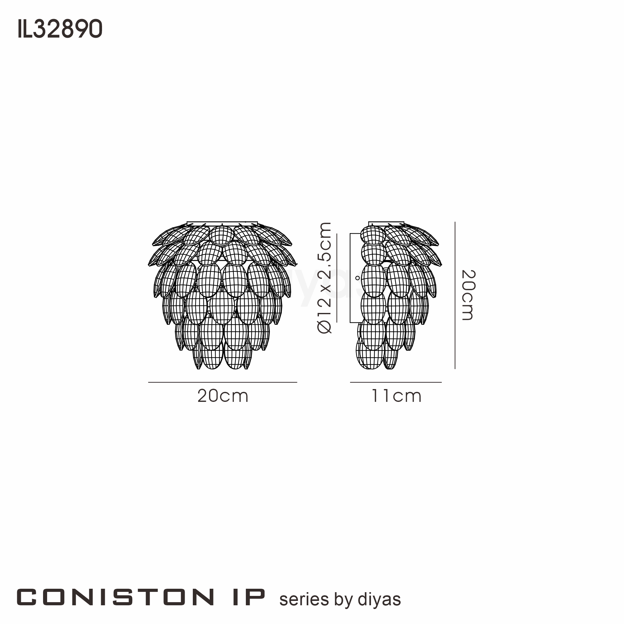 Coniston IP Bathroom Lights Diyas Crystal Wall Lights